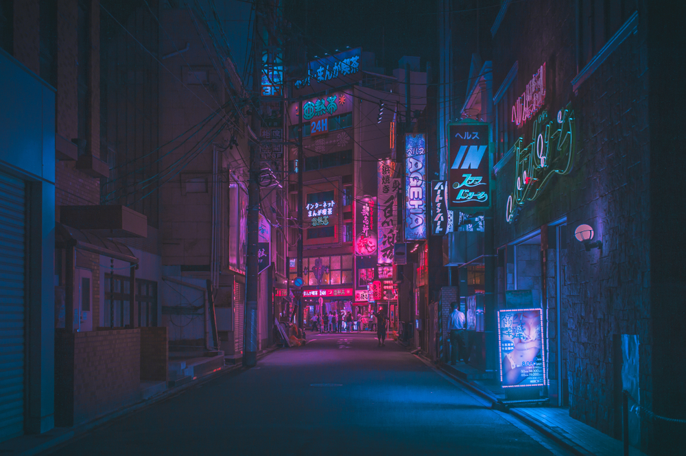 Bleak night. Nightlife. After Hours District. Red Light District.