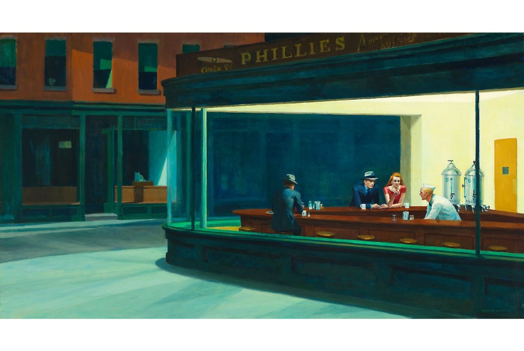 Edward Hopper, Nighthawks, Oil painting, Americana,
