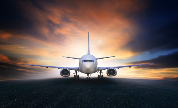 Jet Plane Taking Off at Sunset