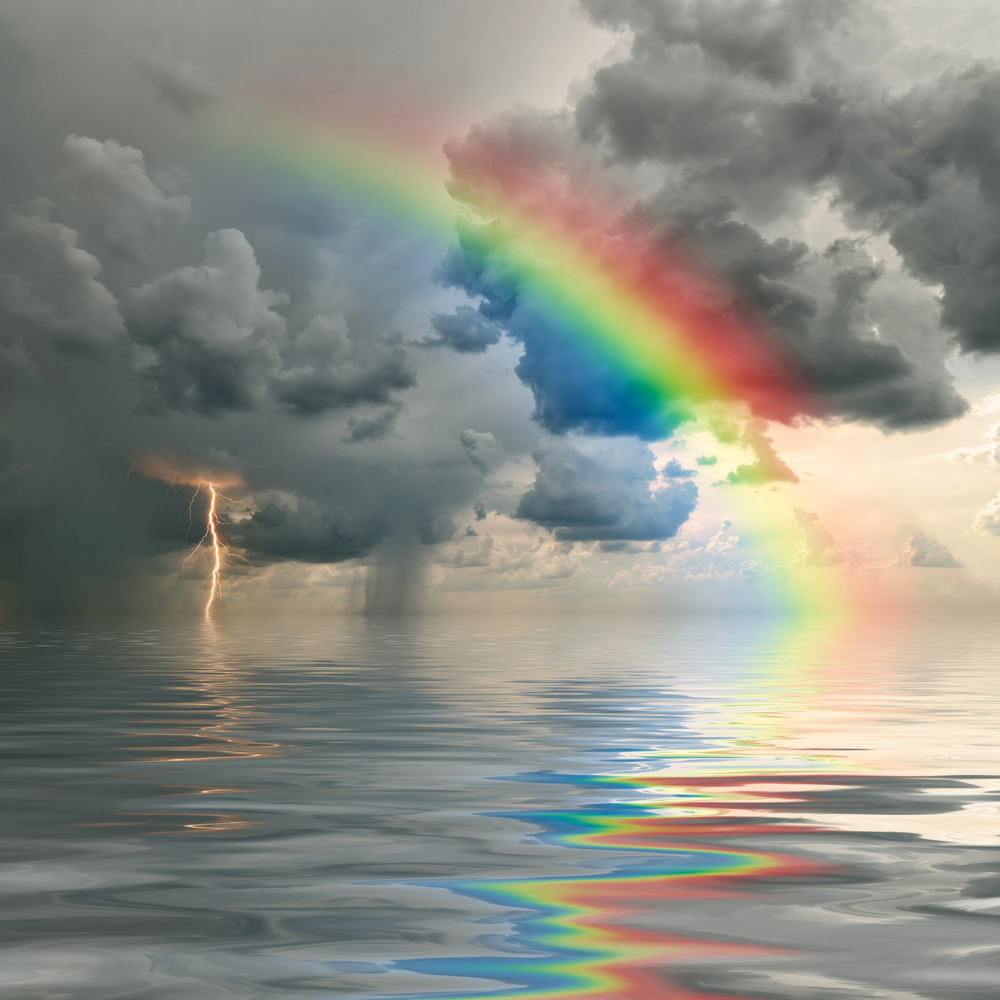 Hope Amidst Despair Illustrated by Stormy Sky and Rainbow