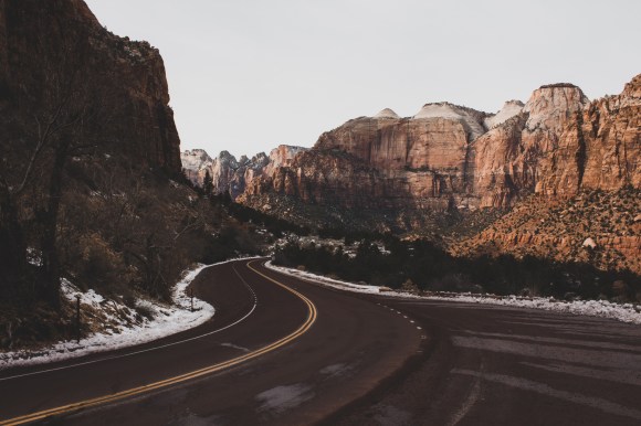 Highway Carved Through Mountains